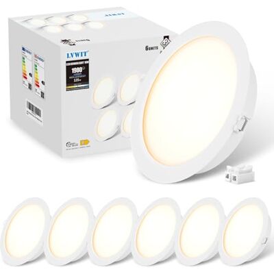 LVWIT ×6 Downlight LED Teto Embutido, Olhos de Boi LED para Teto, Luzes LED de 18W, Foco Neutro Branco de 4000K, Ideal para Quarto, Sala, Escritório, 1980 Lúmenes, Ø173mm, IP44, Não Regulável LVWIT ×6 Downlight LED Teto Embutido, Olhos de Boi LED para Teto, Luzes LED de 18W, Foco Neutro Branco de 4000K, Ideal para Quarto, Sala, Escritório, 1980 Lúmenes, Ø173mm, IP44, Não Regulável