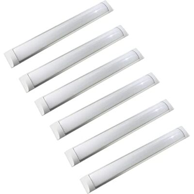 Jandei Pack 6 x ecrã candeeiro LED integrado, 36 W, comprimento 120 cm, iluminação 4000 lúmenes, cor branco frio 6500 K, iluminação de 120º Jandei Pack 6 x ecrã candeeiro LED integrado, 36 W, comprimento 120 cm, iluminação 4000 lúmenes, cor branco frio 6500 K, iluminação de 120º