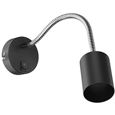 ledscom.de Candeeiro de leitura/plafond de parede WAIKA, pescoço de cisne, interruptor, preto mate, 1 GU10 máx. 60W ledscom.de Candeeiro de leitura/plafond de parede WAIKA, pescoço de cisne, interruptor, preto mate, 1 GU10 máx. 60W