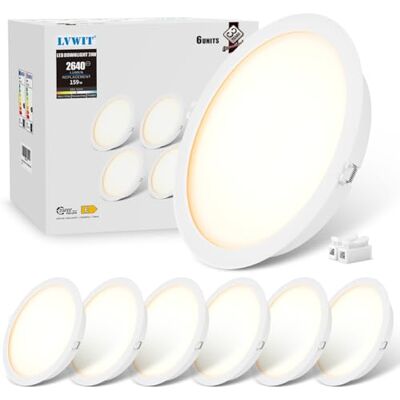 LVWIT Downlight LED Teto Embutido, Foco Embutido, Olho de Boi LED para Teto de 24W, Foco Branco Neutro de 4000K, Ideal para Cozinha, Sala, Escritório, 2640 Lúmenes, Ø223mm, 6U, IP44, Não Regulável LVWIT Downlight LED Teto Embutido, Foco Embutido, Olho de Boi LED para Teto de 24W, Foco Branco Neutro de 4000K, Ideal para Cozinha, Sala, Escritório, 2640 Lúmenes, Ø223mm, 6U, IP44, Não Regulável