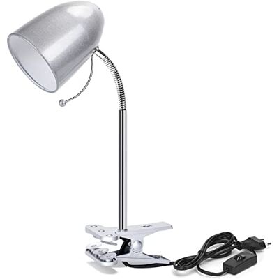 Aigostar Candeeiro de secretária com pinça retro E27, flexível secretária sem lâmpada, luz de leitura com clipe com cabo de 153 cm, gola flexível, prata (máx. 240 V Aigostar Candeeiro de secretária com pinça retro E27, flexível secretária sem lâmpada, luz de leitura com clipe com cabo de 153 cm, gola flexível, prata (máx. 240 V