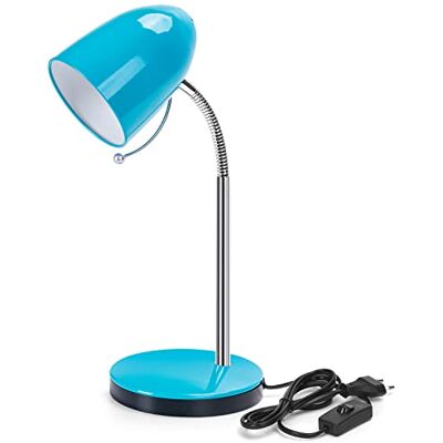 Aigostar Flexo secretária, candeeiro de secretária retro metálico E27, sem lâmpada, ajuste flexível, cabo de 153 cm com tomada, azul Aigostar Flexo secretária, candeeiro de secretária retro metálico E27, sem lâmpada, ajuste flexível, cabo de 153 cm com tomada, azul