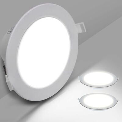 Aigostar Downlight LED Teto Embutido, 18W Equivalente a Halógena 131W, 2100LM, Luz Branca Fria 6500K, Vigias Para Teto Interior, Ф190-200 mm, Pack 2 Focos Aigostar Downlight LED Teto Embutido, 18W Equivalente a Halógena 131W, 2100LM, Luz Branca Fria 6500K, Vigias Para Teto Interior, Ф190-200 mm, Pack 2 Focos