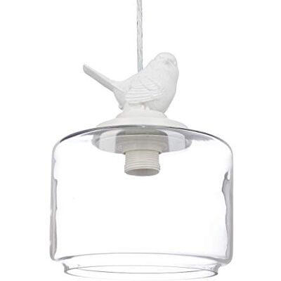 Relaxdays Candeeiro de teto, decorado com um pássaro, vintage, E27, transparente Relaxdays Candeeiro de teto, decorado com um pássaro, vintage, E27, transparente