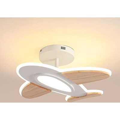 Schindora Candeeiro de teto LED de 35 W para quarto infantil I em forma de avião regulável com comando à distância I 50 x 45 cm I 2700-6500 K I branco e madeira acessórios candeeiro de teto Schindora Candeeiro de teto LED de 35 W para quarto infantil I em forma de avião regulável com comando à distância I 50 x 45 cm I 2700-6500 K I branco e madeira acessórios candeeiro de teto
