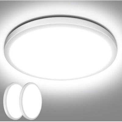 Lepro Candeeiro LED de teto para cozinha, branco frio 5000k, 24W 2400LM, plafon LED de teto, IP44 impermeável, ultrafino 2,6cm, redondo, luz embutida para casa de banho, cozinha, quarto, corredor Lepro Candeeiro LED de teto para cozinha, branco frio 5000k, 24W 2400LM, plafon LED de teto, IP44 impermeável, ultrafino 2,6cm, redondo, luz embutida para casa de banho, cozinha, quarto, corredor