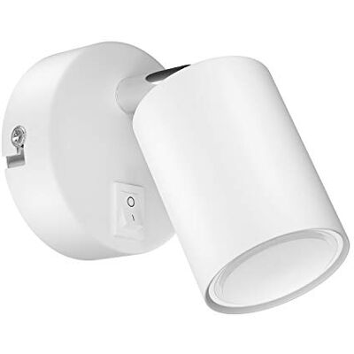ledscom.de Ponto de parede WAIKA, luz única, com interruptor, GU10, branco mate, incl. lâmpada LED GU10 de 450lm, branco quente ledscom.de Ponto de parede WAIKA, luz única, com interruptor, GU10, branco mate, incl. lâmpada LED GU10 de 450lm, branco quente