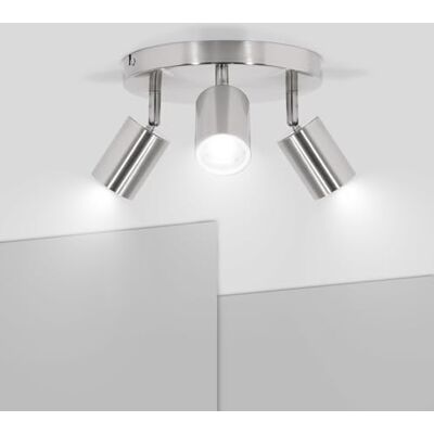 Ketom GU10 Candeeiro de teto com 3 focos holofotes de teto orientáveis níquel mate apliques teto interior focos modernos para o teto base redonda sem lâmpada Ketom GU10 Candeeiro de teto com 3 focos holofotes de teto orientáveis níquel mate apliques teto interior focos modernos para o teto base redonda sem lâmpada