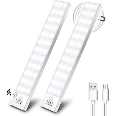 OUILA Luz LED armário magnético com sensor de movimento branco natural 5000 K 36 LEDs 4 modos luz LED autocolante USB recarregável 1000 mAh luz para cozinha, armário, escada, corredor, garagem 2 OUILA Luz LED armário magnético com sensor de movimento branco natural 5000 K 36 LEDs 4 modos luz LED autocolante USB recarregável 1000 mAh luz para cozinha, armário, escada, corredor, garagem 2