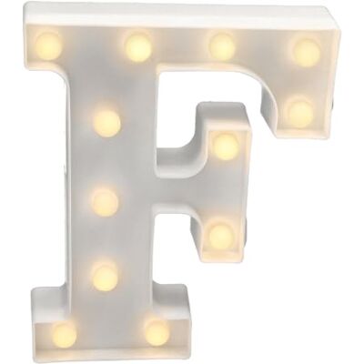 Jandei Letras LED Iluminadas, Letra F com Luz Branca Quente, Luzes LED para Decoração e Ambiente, Luz Noturna para Casamentos, Aniversários, Vitrines, Números e Letras com Luzes (Funcionam com Jandei Letras LED Iluminadas, Letra F com Luz Branca Quente, Luzes LED para Decoração e Ambiente, Luz Noturna para Casamentos, Aniversários, Vitrines, Números e Letras com Luzes (Funcionam com