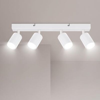 Ketom GU10 Candeeiro de teto com 4 holofotes, holofotes de teto orientáveis, branco apliques teto interior holofotes modernos para o teto, 43 cm, sem lâmpada Ketom GU10 Candeeiro de teto com 4 holofotes, holofotes de teto orientáveis, branco apliques teto interior holofotes modernos para o teto, 43 cm, sem lâmpada