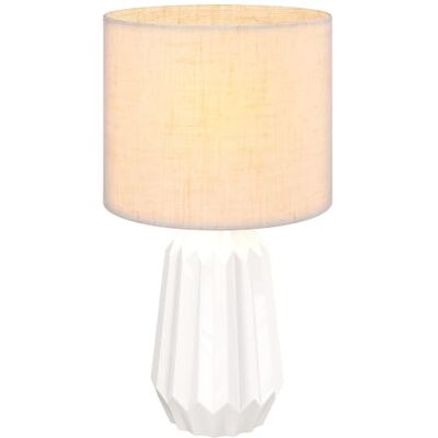 HOMCOM Lámpara de Mesa con Base de Cerámica E27 40W Blanco y Beige Abajur de linho, candeeiro de mesa de cabeceira, estilo retro, com interruptor, para quarto sala de estar HOMCOM Lámpara de Mesa con Base de Cerámica E27 40W Blanco y Beige Abajur de linho, candeeiro de mesa de cabeceira, estilo retro, com interruptor, para quarto sala de estar