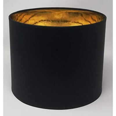 ArG Lighting Pantalla cilíndrica de tecido preto com interior dourado, feita à mão, para candeeiro de mesa, teto ou pé (25 cm de diâmetro, 20 cm de altura) ArG Lighting Pantalla cilíndrica de tecido preto com interior dourado, feita à mão, para candeeiro de mesa, teto ou pé (25 cm de diâmetro, 20 cm de altura)