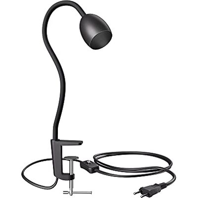 ledscom.de Lâmpada de pinça, pescoço de cisne KLUK, interruptor, preto fosco, 1x GU10 máx. 60W ledscom.de Lâmpada de pinça, pescoço de cisne KLUK, interruptor, preto fosco, 1x GU10 máx. 60W