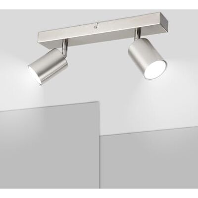 Ketom GU10 Candeeiro de teto com 2 holofotes, holofotes ajustáveis e giratórios, níquel mate apliques teto interior, holofotes modernos para o teto para sala de estar, quarto, cozinha, sala de jantar, sem lâmpada Ketom GU10 Candeeiro de teto com 2 holofotes, holofotes ajustáveis e giratórios, níquel mate apliques teto interior, holofotes modernos para o teto para sala de estar, quarto, cozinha, sala de jantar, sem lâmpada
