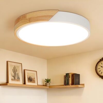 Kimjo 24W Candeeiro LED de Teto Redondo, φ30cm Focos para Teto de Madeira, 3000K Plafon LED Branco Moderno, 2400LM Luz de Teto para Escritórios, Salas, Quartos, Cozinhas, Corredores Kimjo 24W Candeeiro LED de Teto Redondo, φ30cm Focos para Teto de Madeira, 3000K Plafon LED Branco Moderno, 2400LM Luz de Teto para Escritórios, Salas, Quartos, Cozinhas, Corredores