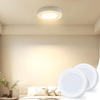 Aigostar Candeeiro de teto LED 6 W 600 LM candeeiro LED teto luz branca quente 3000 K para cozinha sala de estar quarto corredor 123 * 35 Hmm, 2 peças Aigostar Candeeiro de teto LED 6 W 600 LM candeeiro LED teto luz branca quente 3000 K para cozinha sala de estar quarto corredor 123 * 35 Hmm, 2 peças