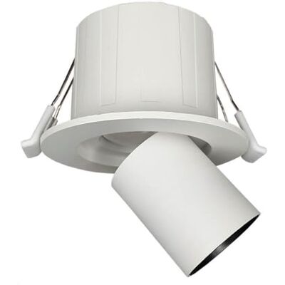 IWIIK Candeeiro de teto LED branco orientável e ajustável, grande luminosidade, cor de luz selecionável 3000K-4200K-6500K, UGR<19, foco moderno branco embutido para interior (6 W base redonda) IWIIK Candeeiro de teto LED branco orientável e ajustável, grande luminosidade, cor de luz selecionável 3000K-4200K-6500K, UGR<19, foco moderno branco embutido para interior (6 W base redonda)