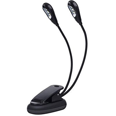 Vbestlife Clipe em suporte de música, luz de leitura de livros, mini candeeiro LED de braços ajustáveis duplos para tril, leitura noturna (6 contas) Vbestlife Clipe em suporte de música, luz de leitura de livros, mini candeeiro LED de braços ajustáveis duplos para tril, leitura noturna (6 contas)