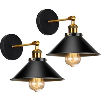 PETITES ECREVISSES 2 peças aplique de parede industrial candeeiros de parede E27 iluminação interior luz de parede ø22 cm metal ajustável candeeiros para sala de estar corredor PETITES ECREVISSES 2 peças aplique de parede industrial candeeiros de parede E27 iluminação interior luz de parede ø22 cm metal ajustável candeeiros para sala de estar corredor