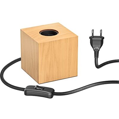 ledscom.de Candeeiro de mesa HITO, interruptor, madeira autêntica (seringueira), quadrado, castanho claro, 1x E27 máx. 60W ledscom.de Candeeiro de mesa HITO, interruptor, madeira autêntica (seringueira), quadrado, castanho claro, 1x E27 máx. 60W