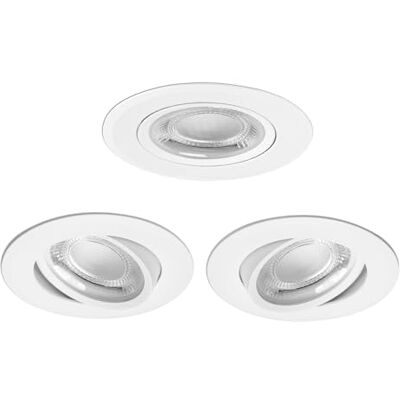 Aigostar Downlight LED Teto Embutido, 5W Equivalente a Halógena 53W, Branco Neutro 4000K, Ângulo Rotativo 30° Focos LED Interior Teto, Ф70-75 mm, olhos de boi LED para teto 3Pcs, AC 220V-240V Aigostar Downlight LED Teto Embutido, 5W Equivalente a Halógena 53W, Branco Neutro 4000K, Ângulo Rotativo 30° Focos LED Interior Teto, Ф70-75 mm, olhos de boi LED para teto 3Pcs, AC 220V-240V