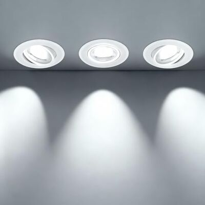 Aigostar Downlight LED Teto recarregável 5 W, equivalente a halogénio, 53 W/luz branca fria, 6500 K/Ângulo rotativo 30 ° holofotes LED interior teto/newskill 70-75 mm/olhos de boi led para teto 3 Pcs/AC 220 V-240 V Aigostar Downlight LED Teto recarregável 5 W, equivalente a halogénio, 53 W/luz branca fria, 6500 K/Ângulo rotativo 30 ° holofotes LED interior teto/newskill 70-75 mm/olhos de boi led para teto 3 Pcs/AC 220 V-240 V
