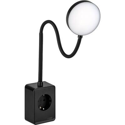 SEBSON Candeeiro tomada parede LED regulável, candeeiro de leitura com conector USB-C pescoço de cisne flexível, branco neutro 4000 K, 4,5 W, 420 lm luz noturna preta SEBSON Candeeiro tomada parede LED regulável, candeeiro de leitura com conector USB-C pescoço de cisne flexível, branco neutro 4000 K, 4,5 W, 420 lm luz noturna preta