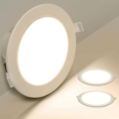 Aigostar Downlight LED Teto Embutido, 18W Equivalente a Halógena 131W, 2100LM, Branco Neutro 4000K, Janela de Teto Para Interior, Ф190-200 mm, Pack 2 Focos Aigostar Downlight LED Teto Embutido, 18W Equivalente a Halógena 131W, 2100LM, Branco Neutro 4000K, Janela de Teto Para Interior, Ф190-200 mm, Pack 2 Focos