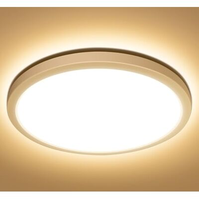 Lepro Candeeiro LED de teto para cozinha, branco quente 3000k, 18W 1800LM, IP44 impermeável, ultrafino 2,6cm, redondo, luz embutida moderna para banheiro, cozinha, quarto, corredor, Ø22cm Lepro Candeeiro LED de teto para cozinha, branco quente 3000k, 18W 1800LM, IP44 impermeável, ultrafino 2,6cm, redondo, luz embutida moderna para banheiro, cozinha, quarto, corredor, Ø22cm