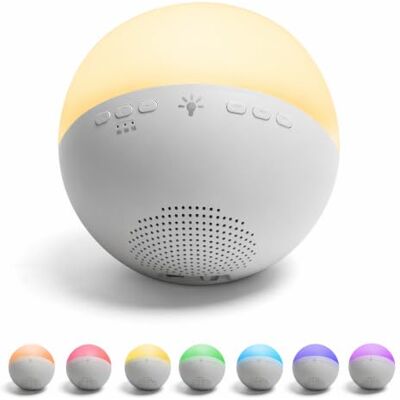 Aigostar Candeeiro de mesa de cabeceira com 22 ruídos brancos, 7 cores luz noturna com temporizador, candeeiro de mesa para quarto, sala de estar, presente Aigostar Candeeiro de mesa de cabeceira com 22 ruídos brancos, 7 cores luz noturna com temporizador, candeeiro de mesa para quarto, sala de estar, presente