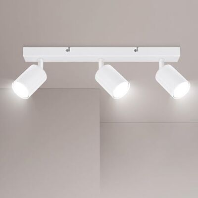 Ketom GU10 Candeeiro de teto com 3 holofotes, holofotes de teto orientáveis, branco apliques teto interior, holofotes modernos para o teto para sala de estar, quarto, cozinha, sala de jantar, sem Ketom GU10 Candeeiro de teto com 3 holofotes, holofotes de teto orientáveis, branco apliques teto interior, holofotes modernos para o teto para sala de estar, quarto, cozinha, sala de jantar, sem
