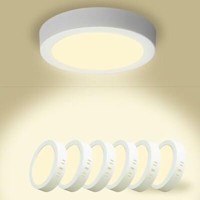 Yexati Pack de 6 painéis LED circulares 15 W 1800 Lm, plafon de superfície LED redondo (4500 K) cor branco neutro, IP44 ângulo 120° driver incluído. para quarto, cozinha, sala, casa de banho, sala de Yexati Pack de 6 painéis LED circulares 15 W 1800 Lm, plafon de superfície LED redondo (4500 K) cor branco neutro, IP44 ângulo 120° driver incluído. para quarto, cozinha, sala, casa de banho, sala de