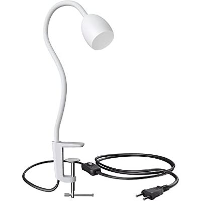 ledscom.de Lâmpada de pinça, pescoço de cisne KLUK, interruptor, branco fosco, 1x GU10 máx. 60W ledscom.de Lâmpada de pinça, pescoço de cisne KLUK, interruptor, branco fosco, 1x GU10 máx. 60W