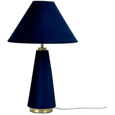 Relaxdays Candeeiro de mesa com ecrã de veludo e base metálica E14, 47 x 30 cm, azul-escuro e dourado Relaxdays Candeeiro de mesa com ecrã de veludo e base metálica E14, 47 x 30 cm, azul-escuro e dourado