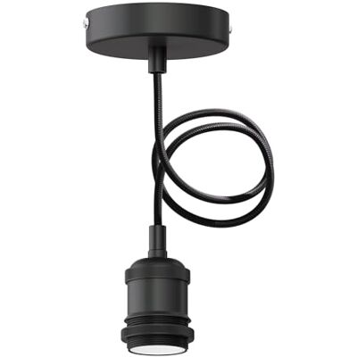 ledscom.de Candeeiro suspenso RETRA, cabo têxtil, preto mate, 1 x E27 max. 60W ledscom.de Candeeiro suspenso RETRA, cabo têxtil, preto mate, 1 x E27 max. 60W