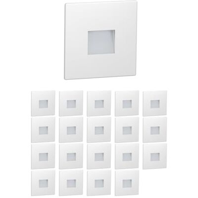 ledscom.de Candeeiro LED para escadas/embutido na parede FOW de 20 unidades, para interior e exterior, downlight, retangular, 85 x 85 mm, branco quente ledscom.de Candeeiro LED para escadas/embutido na parede FOW de 20 unidades, para interior e exterior, downlight, retangular, 85 x 85 mm, branco quente