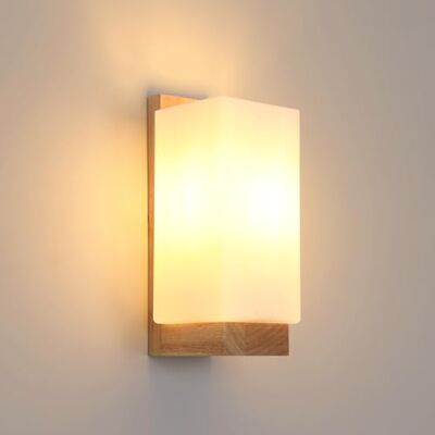 DELIPOP Aplique parede interior, candeeiro de parede de madeira E27, luz de parede com tela de vidro para sala de estar, quarto, corredor (lâmpada não incluída) DELIPOP Aplique parede interior, candeeiro de parede de madeira E27, luz de parede com tela de vidro para sala de estar, quarto, corredor (lâmpada não incluída)