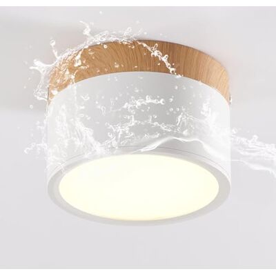 Schindora Candeeiro de teto LED, foco decorativo de madeira montado na superfície, mini candeeiro de teto, redondo, branco, branco quente 3000 K, 12 W. Schindora Candeeiro de teto LED, foco decorativo de madeira montado na superfície, mini candeeiro de teto, redondo, branco, branco quente 3000 K, 12 W.