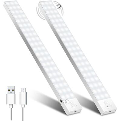 OUILA Luz LED armário com sensor de movimento 5000 K 60 LEDs 4 modos luz LED autocolante magnético 1500 mAh USB recarregável luz noturna para cozinha, armário, escadas, corredor, garagem 2 pacotes OUILA Luz LED armário com sensor de movimento 5000 K 60 LEDs 4 modos luz LED autocolante magnético 1500 mAh USB recarregável luz noturna para cozinha, armário, escadas, corredor, garagem 2 pacotes