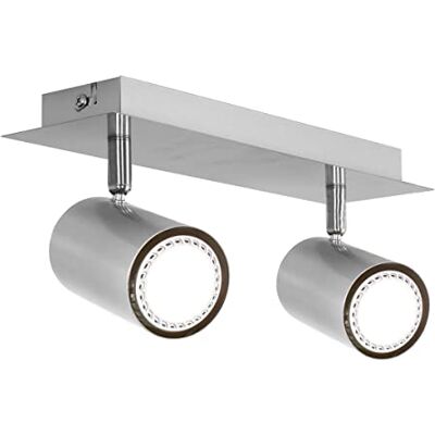 TRIO Série 8024 Focos com 2 luzes, lâmpadas não incluídas, GU10, 35 W, 230 V, A++, E, IP20, 15 x 30 x 9 cm, metal, níquel escovado TRIO Série 8024 Focos com 2 luzes, lâmpadas não incluídas, GU10, 35 W, 230 V, A++, E, IP20, 15 x 30 x 9 cm, metal, níquel escovado