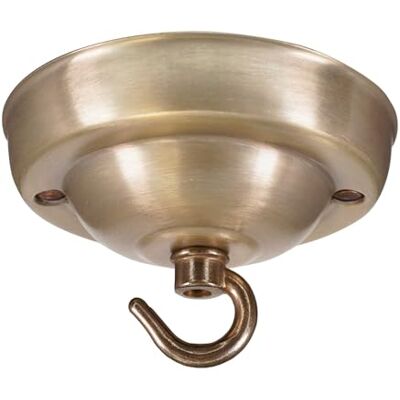 ElekTek Rosácea de teto de 108 mm de diâmetro com gancho, acabamentos metálicos com revestimento em pó colorido para instalações de lâmpadas e lustres suspensos latão envelhecido ElekTek Rosácea de teto de 108 mm de diâmetro com gancho, acabamentos metálicos com revestimento em pó colorido para instalações de lâmpadas e lustres suspensos latão envelhecido