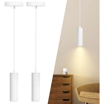 Aigostar Candeeiro de teto GU10 branco moderno, Candeeiro suspenso cilíndrico de 20 cm, Candeeiro Suspenso de Teto Foco Metal Tubo. Pack de 2 unidades (não inclui lâmpada) Aigostar Candeeiro de teto GU10 branco moderno, Candeeiro suspenso cilíndrico de 20 cm, Candeeiro Suspenso de Teto Foco Metal Tubo. Pack de 2 unidades (não inclui lâmpada)