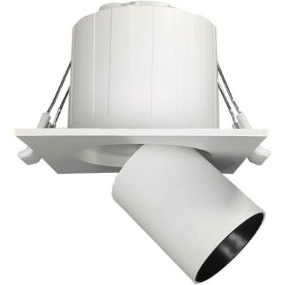 IWIIK Candeeiro de teto LED branco orientável e ajustável, grande luminosidade, cor de luz selecionável 3000K-4200K-6500K, UGR<19, foco moderno branco embutido para interior (6 W base quadrada) IWIIK Candeeiro de teto LED branco orientável e ajustável, grande luminosidade, cor de luz selecionável 3000K-4200K-6500K, UGR<19, foco moderno branco embutido para interior (6 W base quadrada)