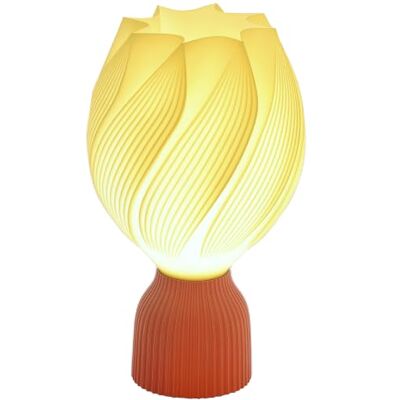 HOMCOM Candeeiro de mesa de cabeceira candeeiro de mesa 3D branco Design de pétalas, luz quente, para quarto sala de estar HOMCOM Candeeiro de mesa de cabeceira candeeiro de mesa 3D branco Design de pétalas, luz quente, para quarto sala de estar