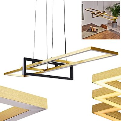 hofstein Candeeiro suspenso LED ômega, candeeiro suspenso de metal e plástico em branco/preto e dourado, ajustável em 3 passos, 1 x LED de 34 watts, máx. 4200 lúmens, 3000 K hofstein Candeeiro suspenso LED ômega, candeeiro suspenso de metal e plástico em branco/preto e dourado, ajustável em 3 passos, 1 x LED de 34 watts, máx. 4200 lúmens, 3000 K
