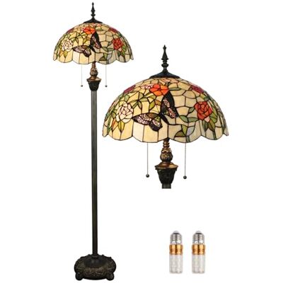 Kinbolas Candeeiro de pé vintage com vitrais tulipa estilo Tiffany candeeiro de pé livro candeeiro de sala ler no quarto de trabalho candeeiros de pé (Cor: B-7) Kinbolas Candeeiro de pé vintage com vitrais tulipa estilo Tiffany candeeiro de pé livro candeeiro de sala ler no quarto de trabalho candeeiros de pé (Cor: B-7)