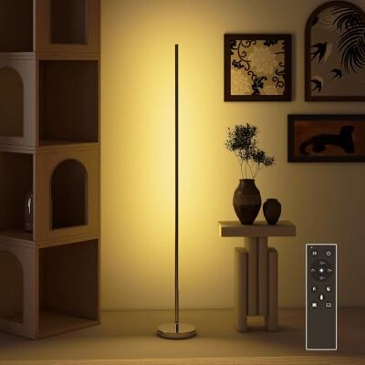 HOMCOM Candeeiro de pé moderno brilho ajustável 3000K-6000K cinzento Temperaturas de cor ajustáveis, candeeiro de sala de estar, controlo remoto magnético, temporizador, para escritório quarto HOMCOM Candeeiro de pé moderno brilho ajustável 3000K-6000K cinzento Temperaturas de cor ajustáveis, candeeiro de sala de estar, controlo remoto magnético, temporizador, para escritório quarto