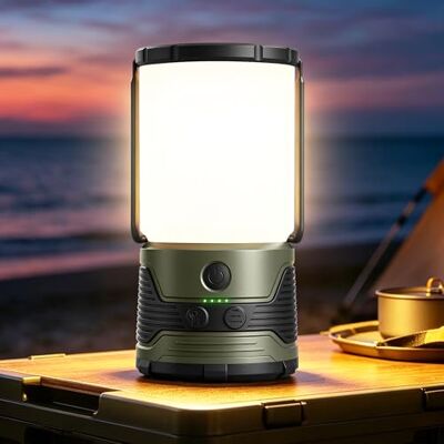 Glocusent Candeeiro de campismo, 12 LED, 200H, recarregável USB-C 5000 mAh, 200 horas, luz suave para os olhos, função power bank, modo SUS, para campismo, caminhadas e emergências Glocusent Candeeiro de campismo, 12 LED, 200H, recarregável USB-C 5000 mAh, 200 horas, luz suave para os olhos, função power bank, modo SUS, para campismo, caminhadas e emergências