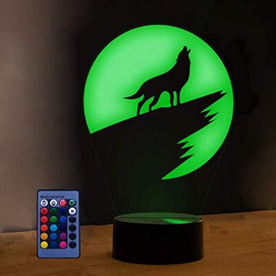 HPBN8 Ltd 3D Lobo candeeiro luz noturna 7/16 cores controlo remoto USB Power brinquedos decoração Natal aniversário presente HPBN8 Ltd 3D Lobo candeeiro luz noturna 7/16 cores controlo remoto USB Power brinquedos decoração Natal aniversário presente